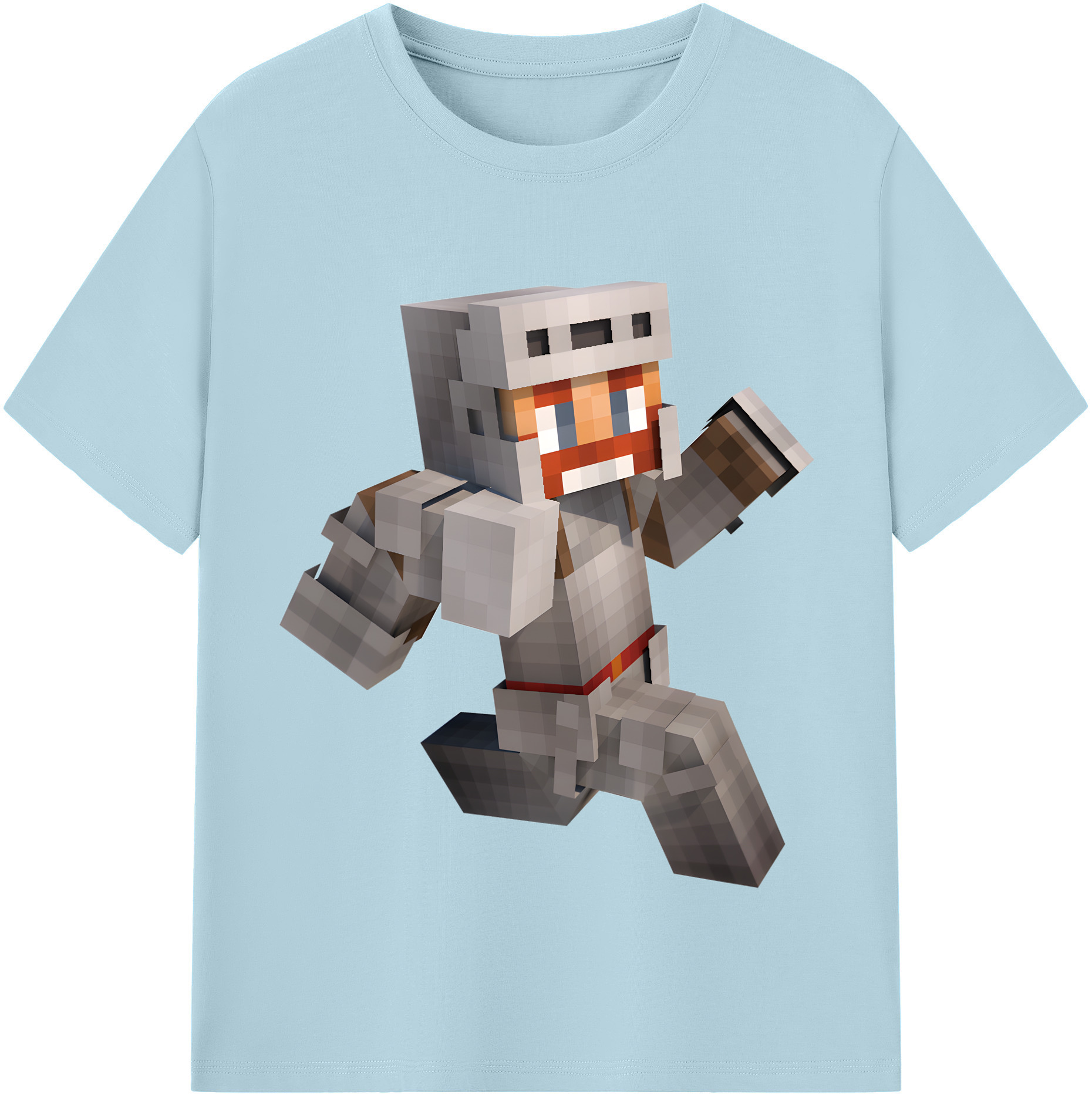 （画像用） マインクラフト ブロックの世界 Minecraft MC Block world 綿100％半袖Tシャツ（フロントプリント）